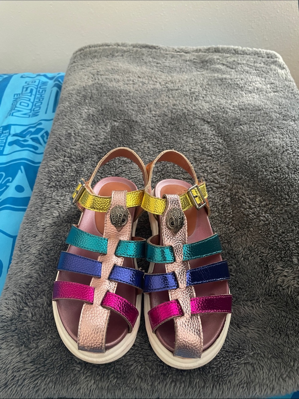 Kurt Geiger Girls Metallic Multi-Strap Rainbow Sandals